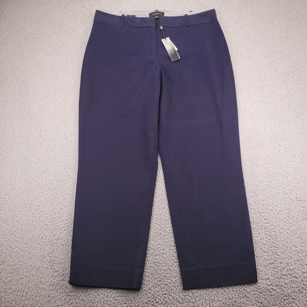 TALBOTS Pants Size 12 Navy Blue Curvy Straight Crop Mid Rise 34x26 NEW